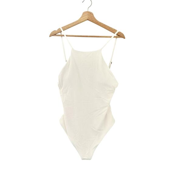 Andie Swim The Asbury Ribbed One Piece Swimsuit in Coconut White L NWT - Picture 3 of 7